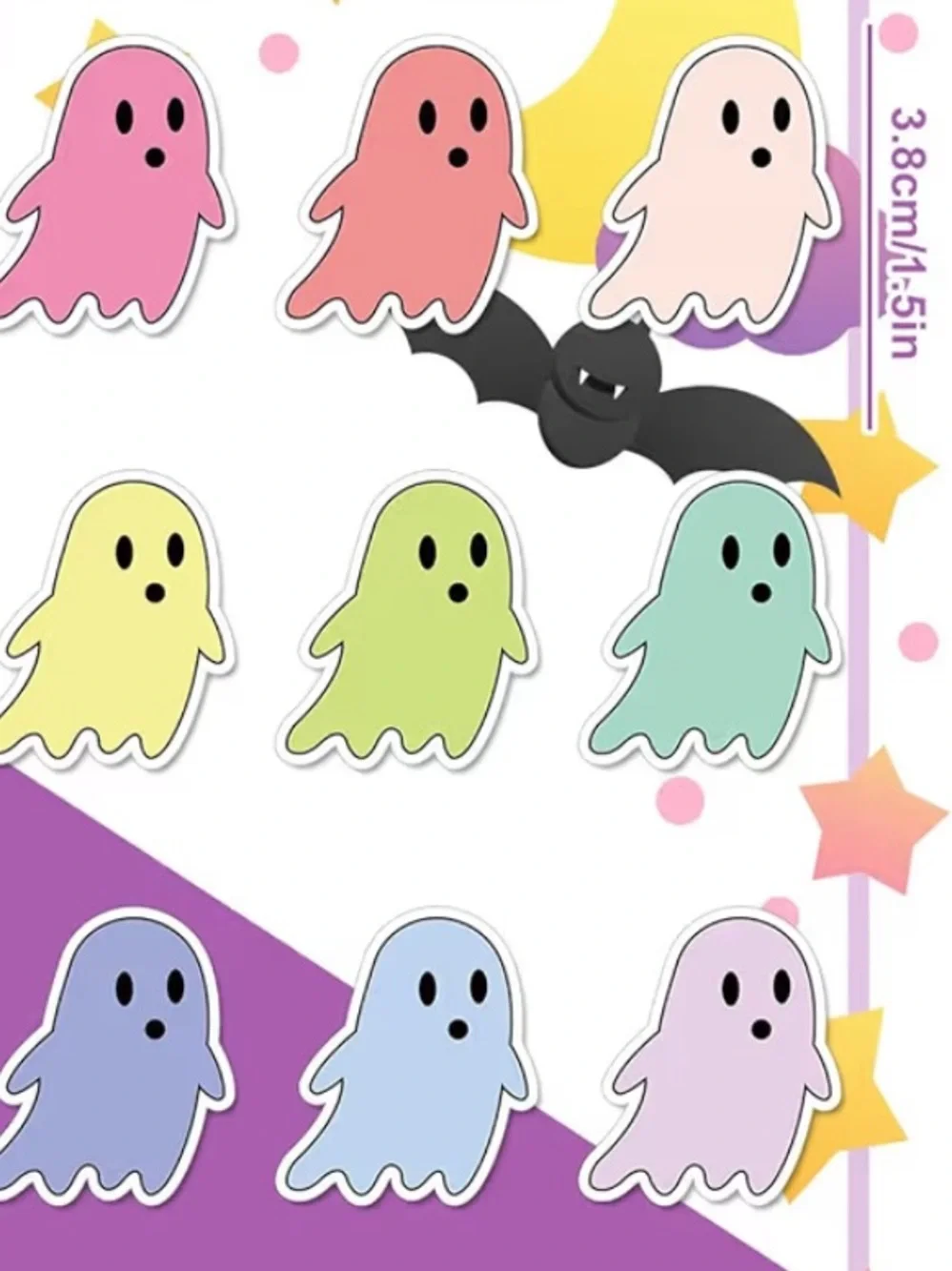 NEW! 👻50 Colorful Ghosts 1.5 inch Stickers
